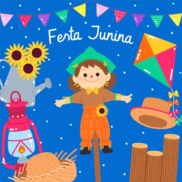 Dibujado a mano ilustración de festa junina