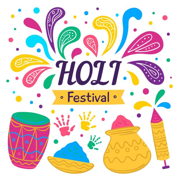 Dibujado a mano ilustración del festival holi