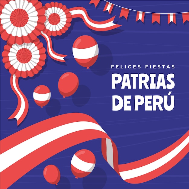 Vector gratuito dibujado a mano ilustración de fiestas patrias de perú