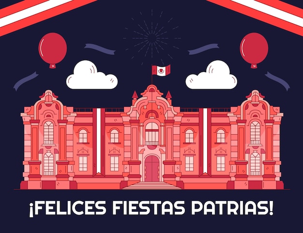 Vector gratuito dibujado a mano ilustración de fiestas patrias de perú