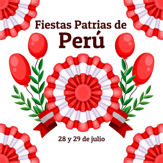 Vector gratuito dibujado a mano ilustración de fiestas patrias de perú