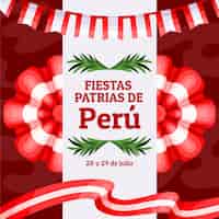 Vector gratuito dibujado a mano ilustración de fiestas patrias de perú