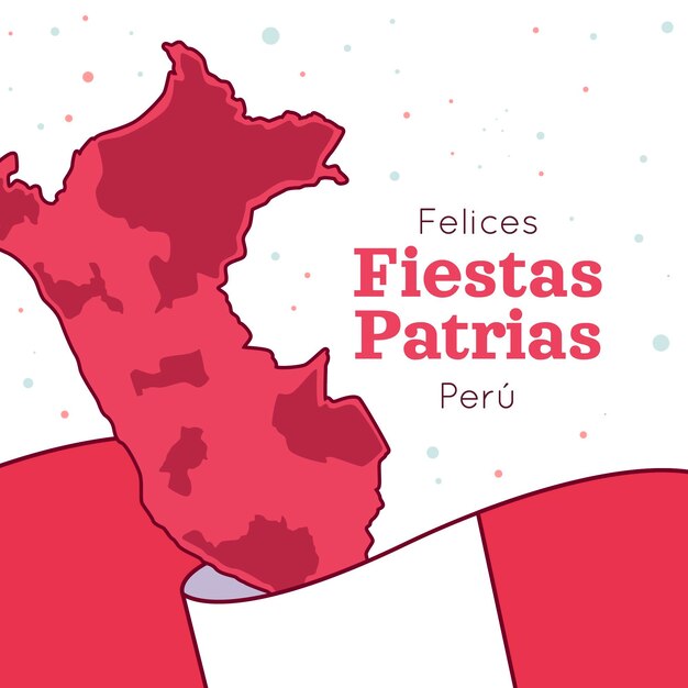 Dibujado a mano ilustración de fiestas patrias de perú