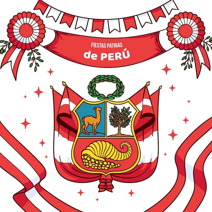Vector gratuito dibujado a mano ilustración de fiestas patrias de perú