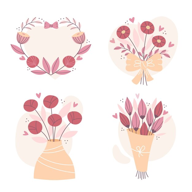 Dibujado a mano ilustración de flores de san valentín