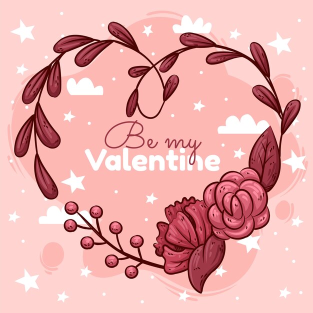 Vector gratuito dibujado a mano ilustración de flores de san valentín