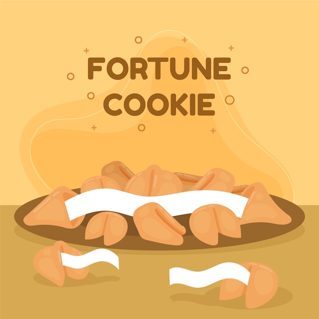 Vector gratuito dibujado a mano ilustración de galleta de la fortuna de diseño plano