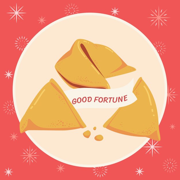 Dibujado a mano ilustración de galleta de la fortuna