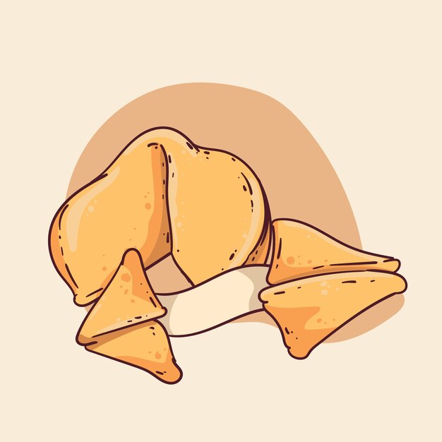 Dibujado a mano ilustración de galleta de la fortuna