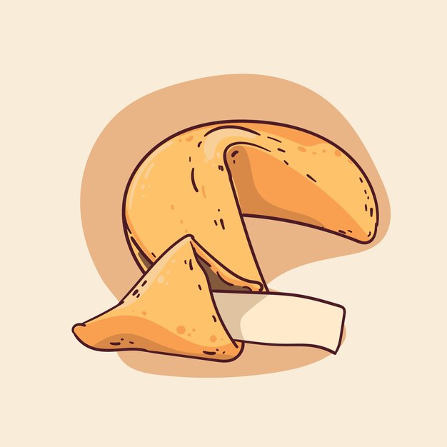 Dibujado a mano ilustración de galleta de la fortuna