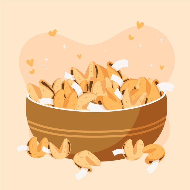 Dibujado a mano ilustración de galleta de la fortuna