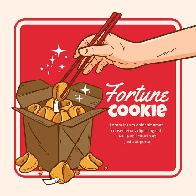 Dibujado a mano ilustración de galleta de la fortuna