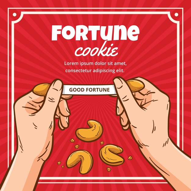 Dibujado a mano ilustración de galleta de la fortuna