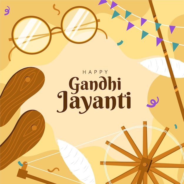 Vector gratuito dibujado a mano ilustración de gandhi jayanti plana