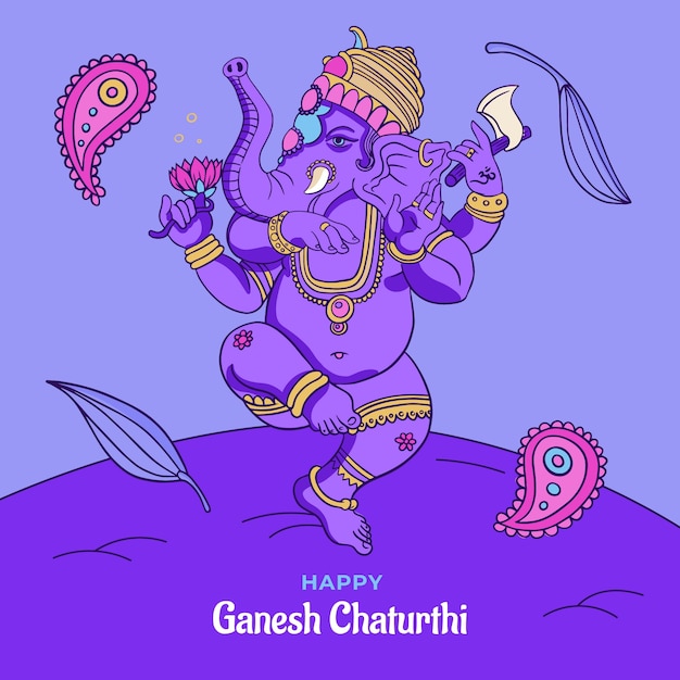 Dibujado a mano ilustración de ganesh chaturthi