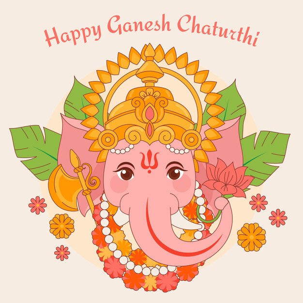 Dibujado a mano ilustración de ganesh chaturthi