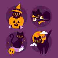 Vector gratuito dibujado a mano ilustración de gato de halloween plano