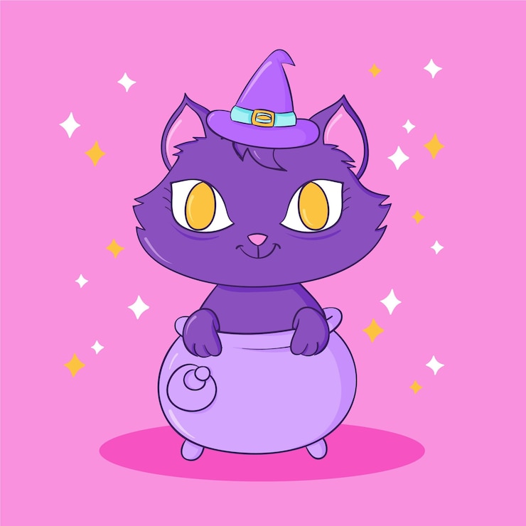 Vector gratuito dibujado a mano ilustración de gato de halloween