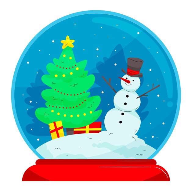 Dibujado a mano ilustración de globo de bola de nieve de navidad