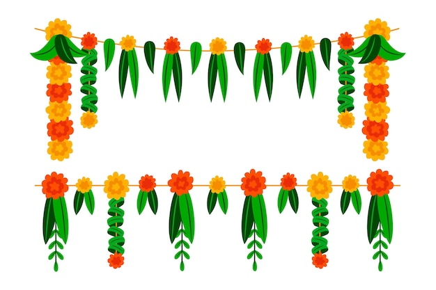 Dibujado a mano ilustración de guirnalda de ugadi