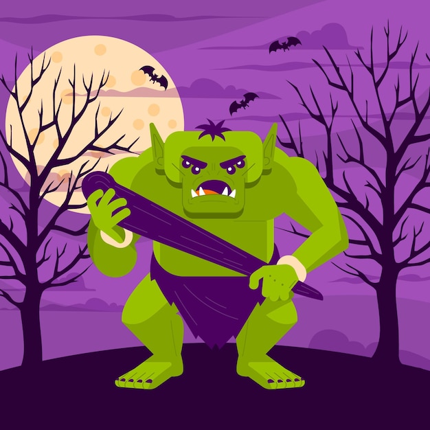 Dibujado a mano ilustración de halloween plana