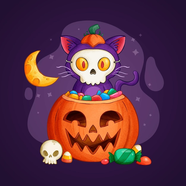 Vector gratuito dibujado a mano ilustración de halloween