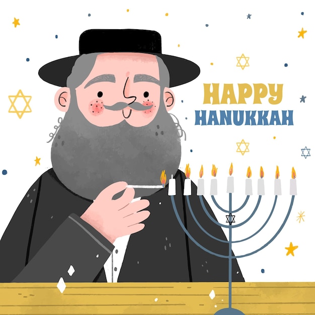 Dibujado a mano ilustración de hanukkah