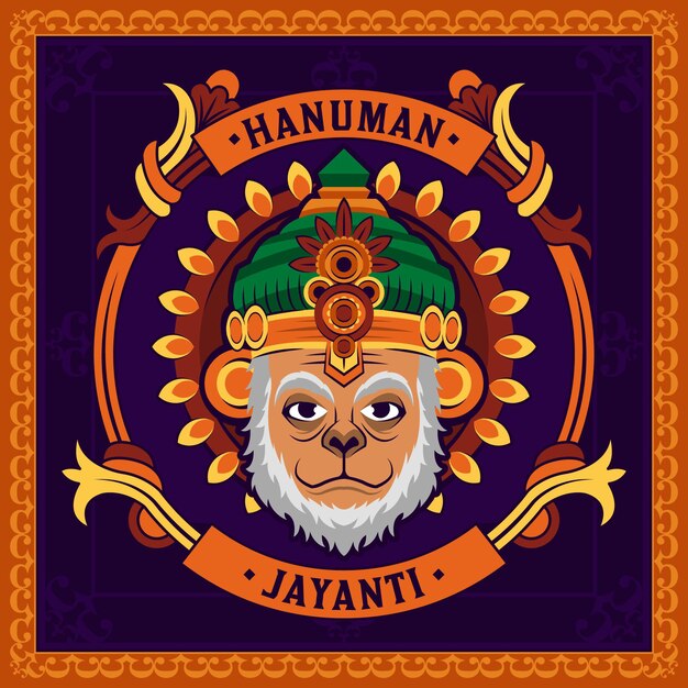 Dibujado a mano ilustración de hanuman jayanti