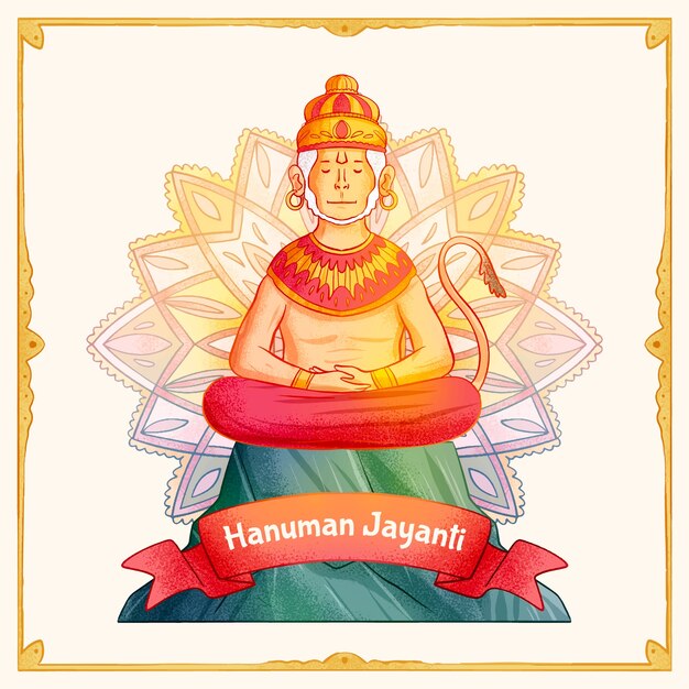 Dibujado a mano ilustración de hanuman jayanti