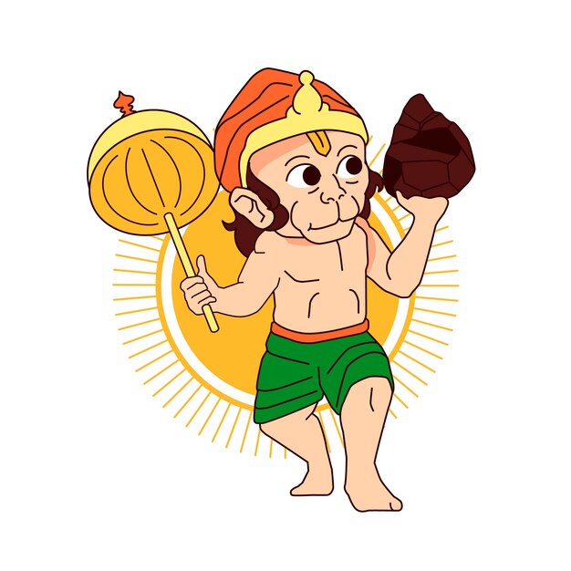Dibujado a mano ilustración de hanuman jayanti