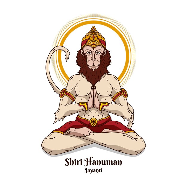 Dibujado a mano ilustración de hanuman jayanti
