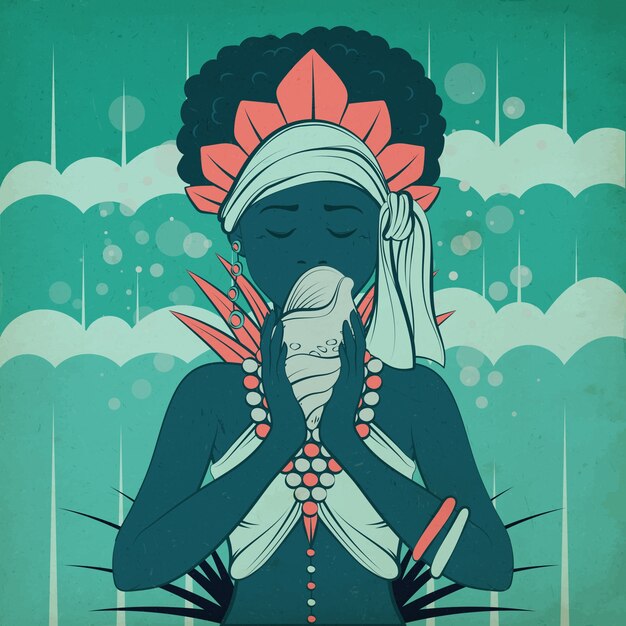 Dibujado a mano ilustración de iemanja
