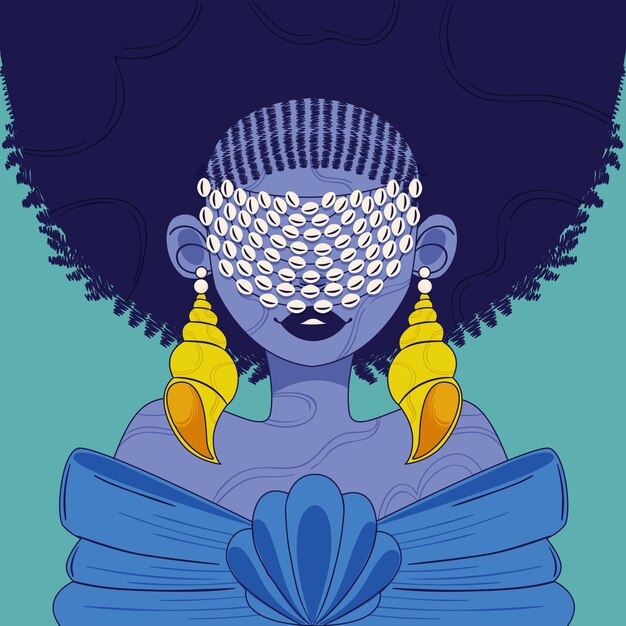 Dibujado a mano ilustración de iemanja