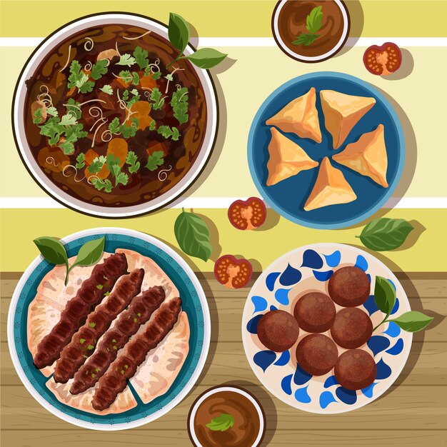Dibujado a mano ilustración iftar