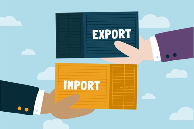 Dibujado a mano ilustración de importación y exportación