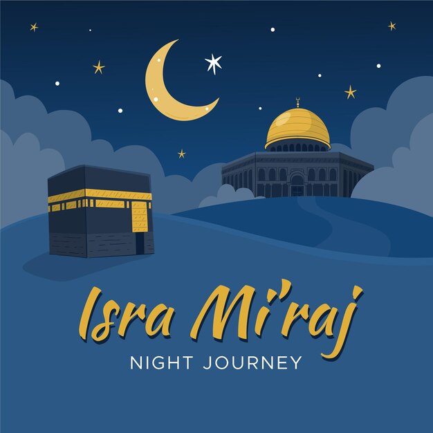 Dibujado a mano ilustración de isra miraj