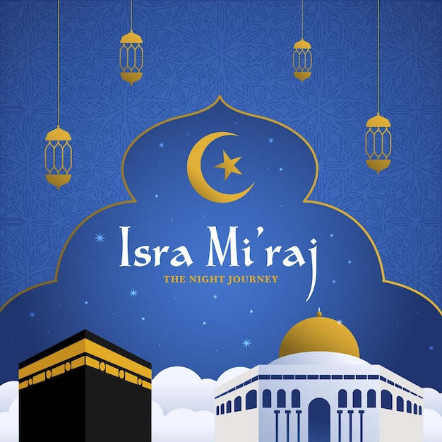 Vector gratuito dibujado a mano ilustración de isra miraj