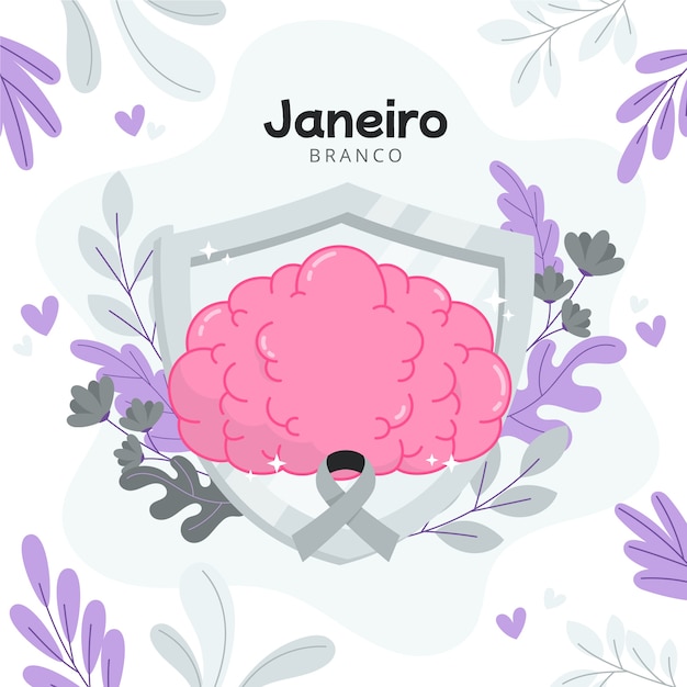 Dibujado a mano ilustración janeiro branco plana