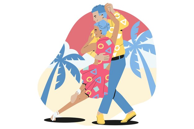 Dibujado a mano ilustración de kizomba de diseño plano