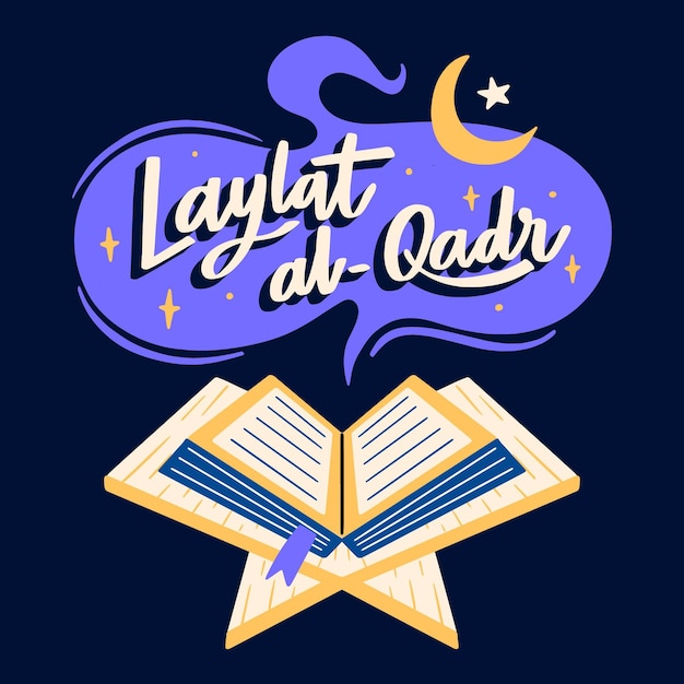 Vector gratuito dibujado a mano ilustración de laylat al-qadr