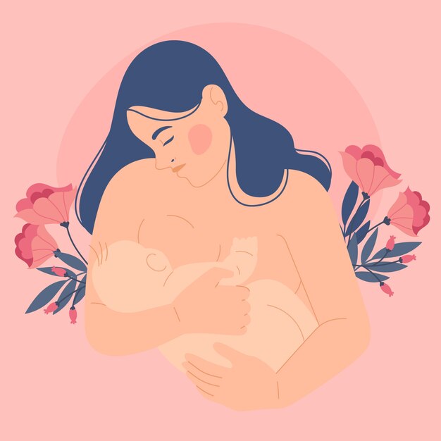 Dibujado a mano ilustración de leche materna