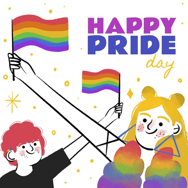 Dibujado a mano ilustración lgbt del mes del orgullo