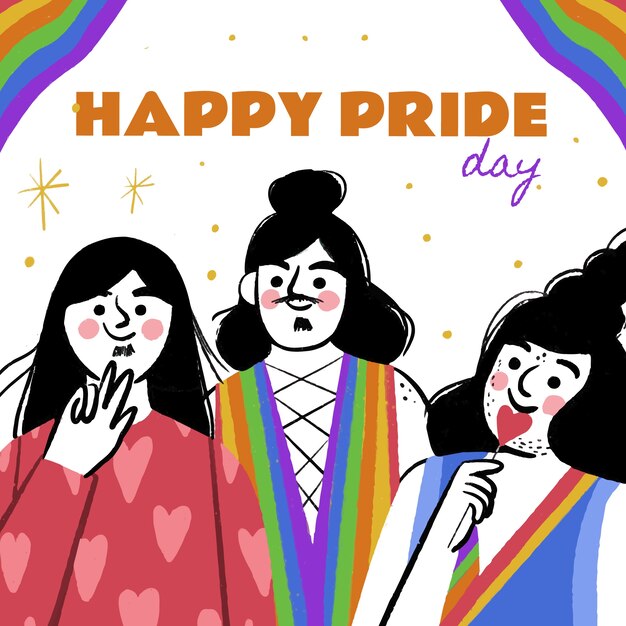 Dibujado a mano ilustración lgbt del mes del orgullo