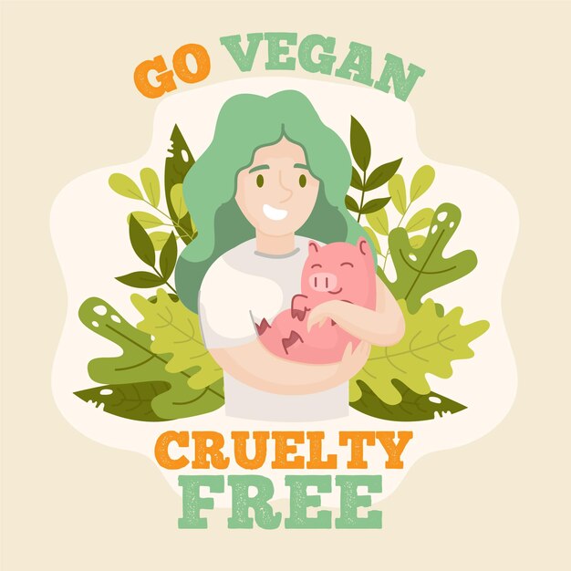 Dibujado a mano ilustración libre de crueldad y vegana