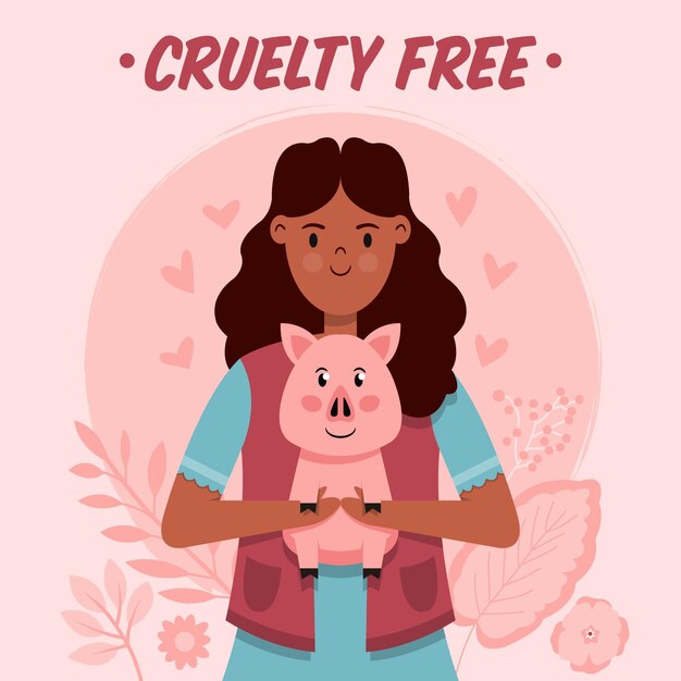 Dibujado a mano ilustración libre de crueldad y vegana