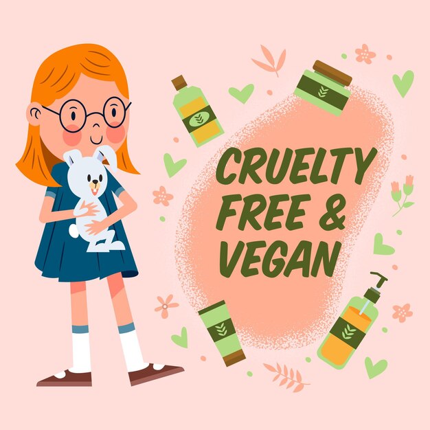 Dibujado a mano ilustración libre de crueldad y vegana