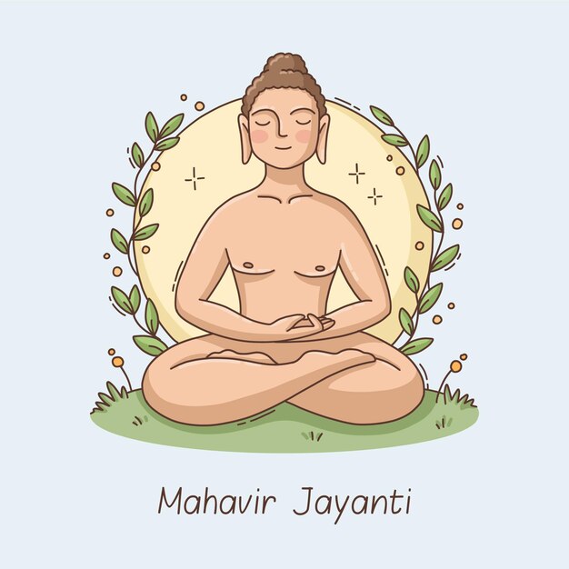 Dibujado a mano ilustración de mahavir jayanti