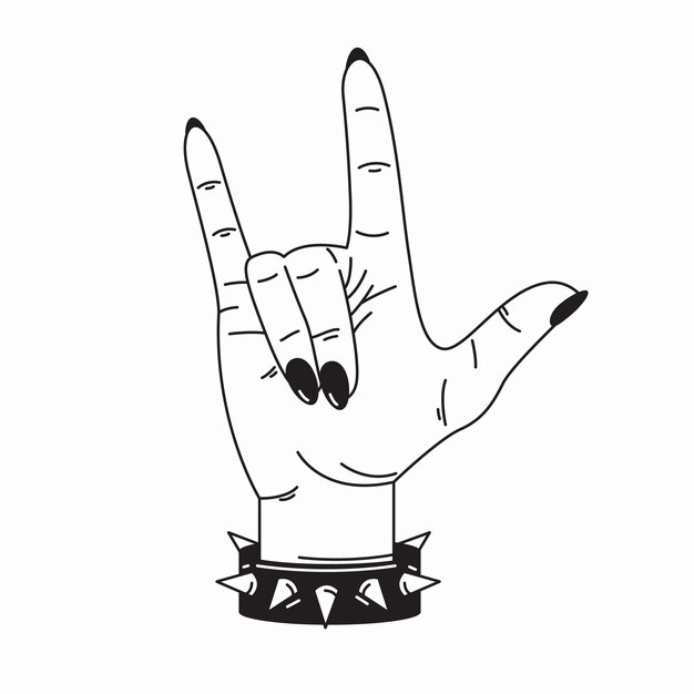 Dibujado a mano ilustración de mano de rock and roll