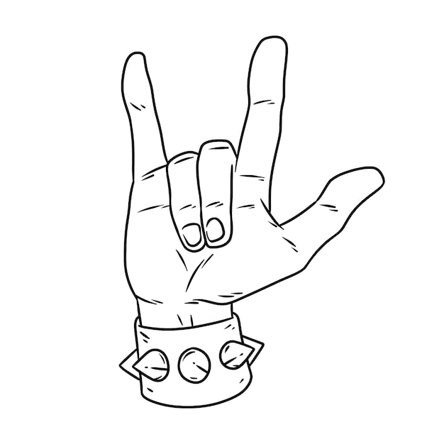 Dibujado a mano ilustración de mano de rock and roll
