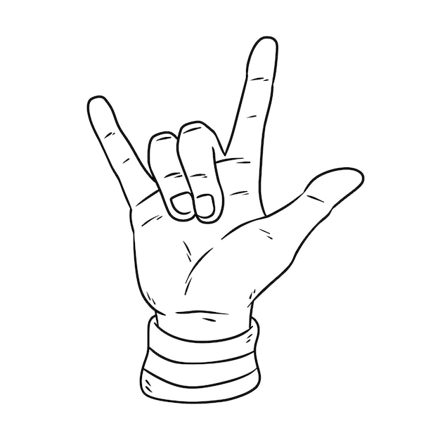 Dibujado a mano ilustración de mano de rock and roll